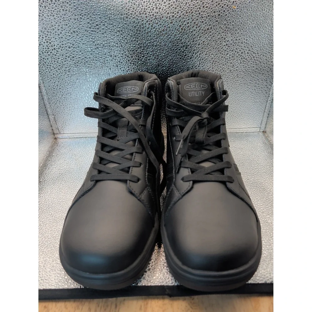 Keen Utility Mens Kenton Mid PTC Soft Toe Black Leather Work Boots Size 11D